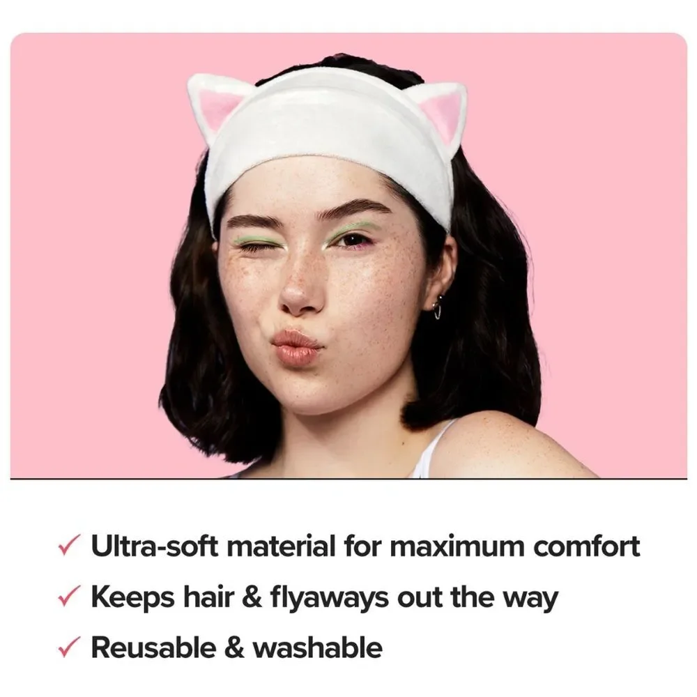 NIB I Dew Care White Cat Soft Headband Skincare Accessory Self‑Care & Spa Night